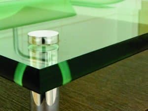 Vidro Lapidado mesa de centro inox