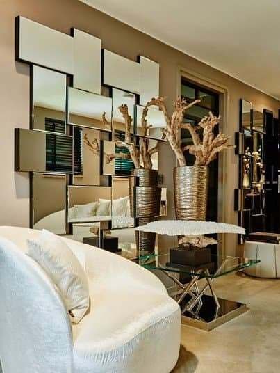 Espelho 3d Decorativo Sala Mosaico Aleatório