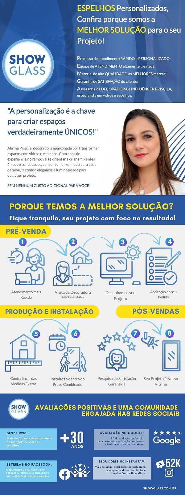 Processo de qualidade vidros e espelhos show glass