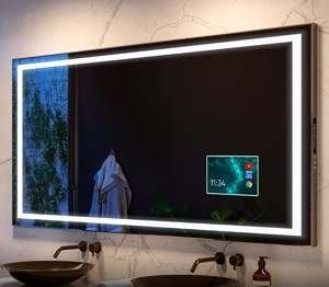 banheiro espelho inteligente com led com tela tv display tablet
