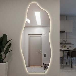 Espelho para quarto de chão organico com led estilo flutuante e touch