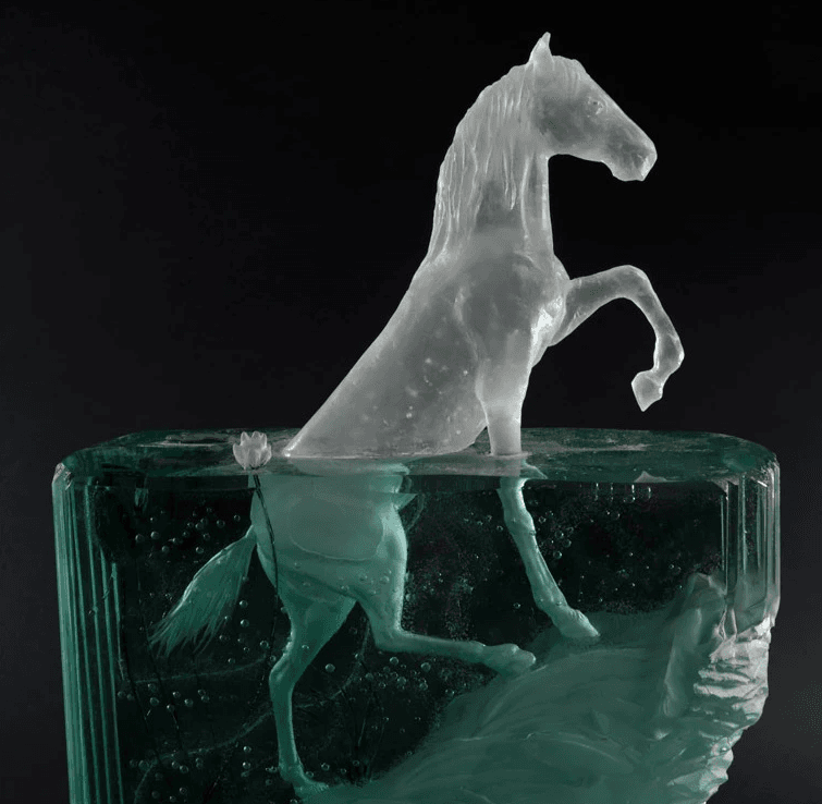 Cavalo jateado no vidro Arte em Vidro - Peter Nilsson Lapidação Multipla
