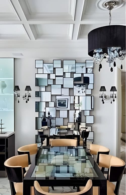 Espelho 3d mosaico decorativo aleatorio para sala de jantar