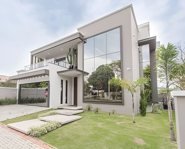Fachada pele de vidro residencial casa show glass