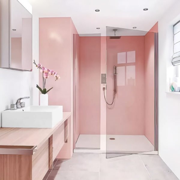 Box de Vidro para Banheiro Rosa de Abrir modelo Certo