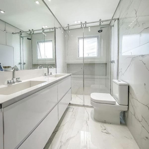 Box de Vidro para Banheiro Cromado modelo Elegance Due