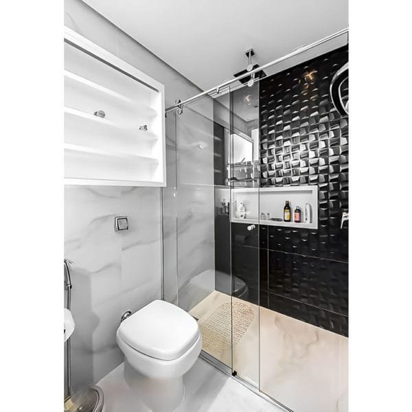 Box de Vidro para Banheiro modelo Elegance Tubo Oblongo Cromado