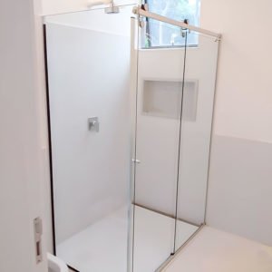 Box de Vidro para Banheiro modelo Elegance Tubo Oblongo Cromado de canto