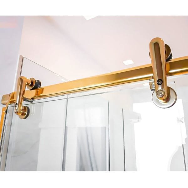 Box de Vidro para Banheiro modelo Elegance Tubo Oblongo Dourado