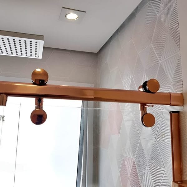 Box de Vidro para Banheiro modelo Elegance Tubo Oblongo Rose Gold