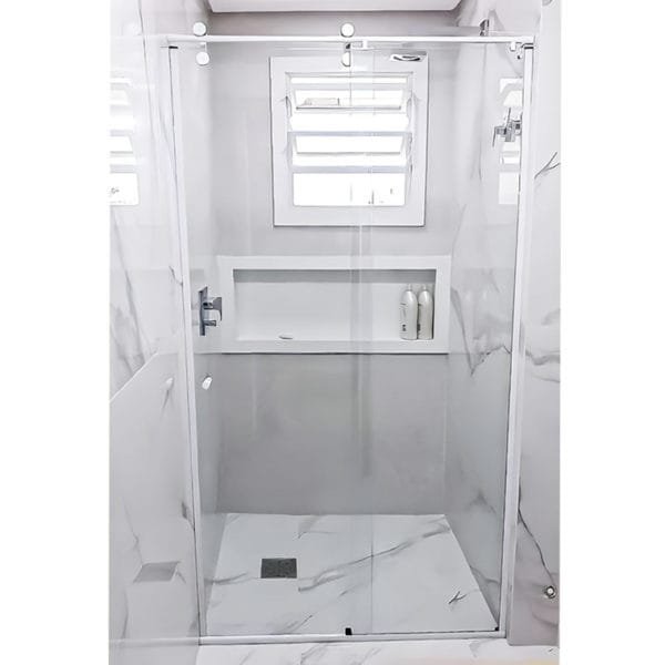 Box de Vidro para Banheiro modelo Elegance Tubo Redondo Branco