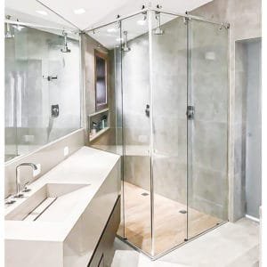 Box de vidro para Banheiro modelo Elegance Encanto Cromado