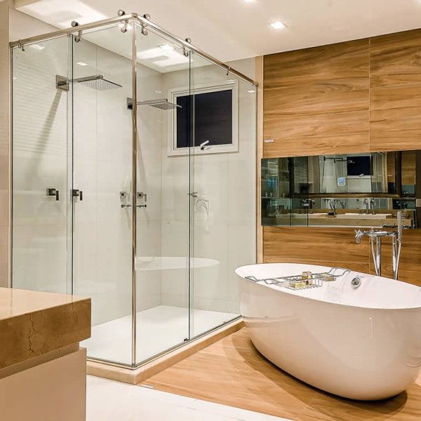 Box de vidro para Banheiro modelo Elegance Encanto Cromado