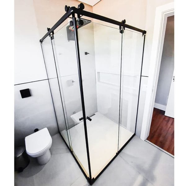 Box de vidro para Banheiro modelo Elegance Encanto Preto