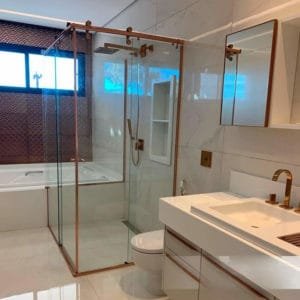 Box de vidro para Banheiro modelo Elegance Encanto Rose Gold