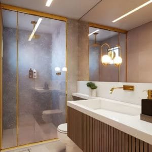 Box de Vidro para Banheiro de Canto Luna, Reto ou Frontal modelo nobre cobre