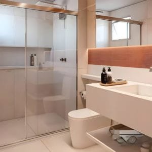 Box de Vidro para Banheiro de Canto Luna, Reto ou Frontal modelo nobre cobre