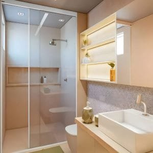 Box de Vidro para Banheiro de Canto Luna, Reto ou Frontal modelo nobre branco