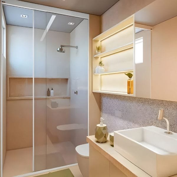 Box de Vidro para Banheiro de Canto Luna, Reto ou Frontal modelo nobre branco