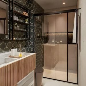 Box de Vidro para Banheiro de Canto Luna, Reto ou Frontal modelo nobre preto