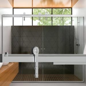 Box de vidro para o banheiro Firenze cromado inox polido roldana aparente