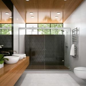 Box de vidro para o banheiro Firenze cromado inox polido roldana aparente