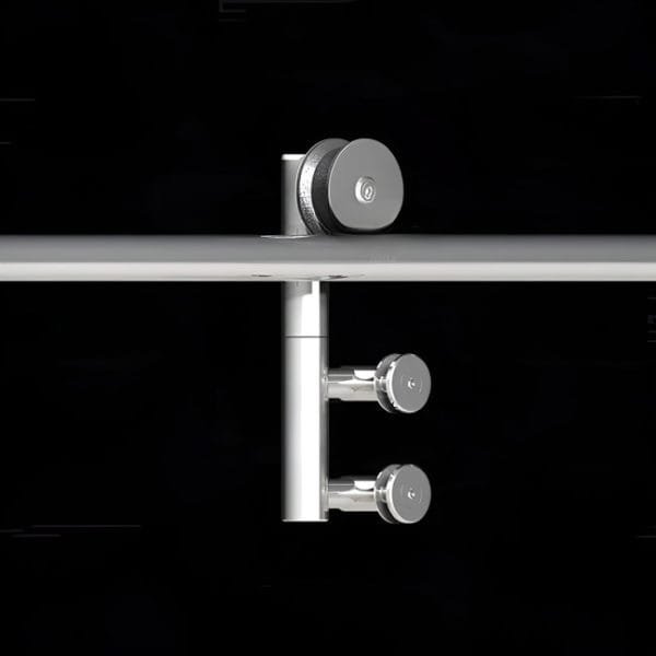 Box de vidro para o banheiro Fontana Articulado cromado inox polido roldana aparente