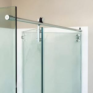 Box de vidro para o banheiro modelo Articulado Arty cromado inox polido ou escovado roldana aparente