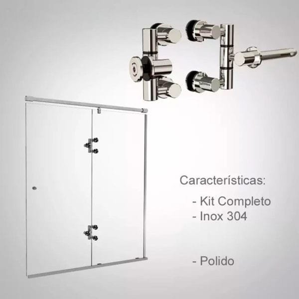 Box de vidro para o banheiro Modelo Cristal Polido escovado