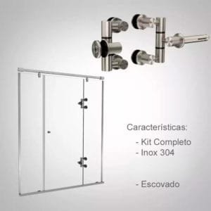 Box de vidro para o banheiro Modelo Cristal Polido escovado