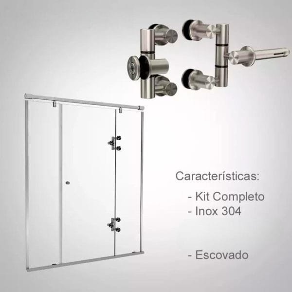 Box de vidro para o banheiro Modelo Cristal Polido escovado