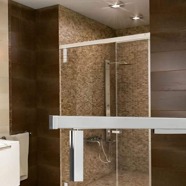 Box de vidro para o banheiro Modelo Fortelle Inox Polido e escovado