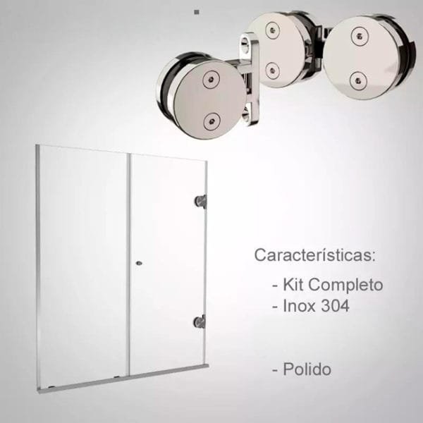 Box de vidro para o banheiro Modelo Perola Polido escovado