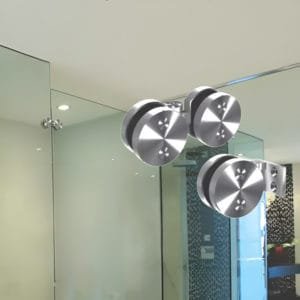 Box de vidro para o banheiro modelo Pérola cromado inox polido ou escovado roldana aparente