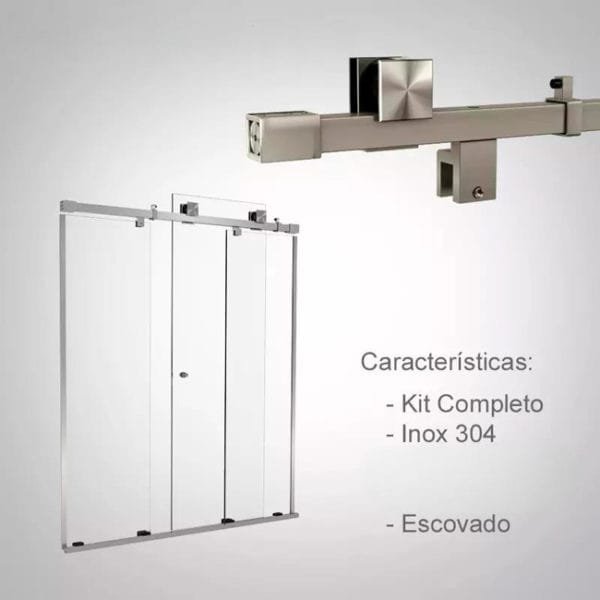 Box de vidro para o banheiro Modelo Quadratto Polido escovado