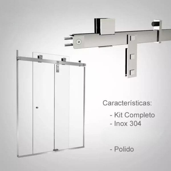 Box de vidro para o banheiro Modelo Quadratto Prime Polido escovado