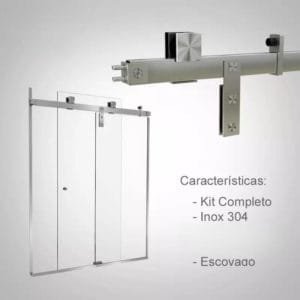 Box de vidro para o banheiro Modelo Quadratto Prime Polido escovado