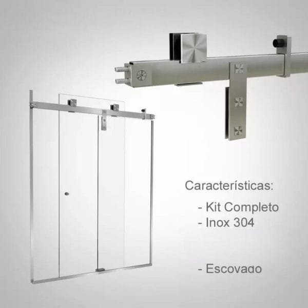 Box de vidro para o banheiro Modelo Quadratto Prime Polido escovado