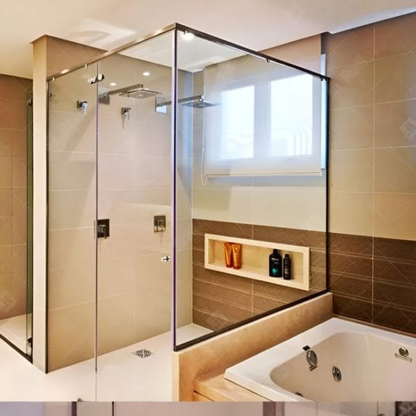 Box de vidro para o banheiro modelo Safira cromado inox polido ou escovado