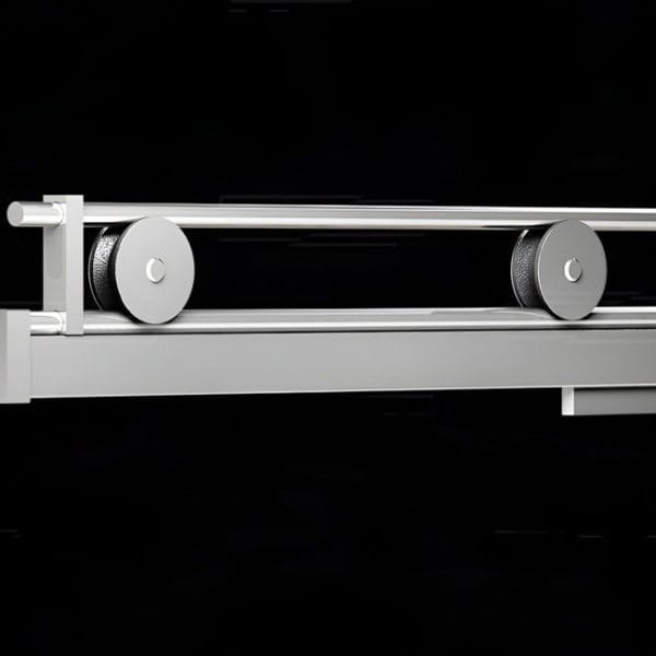 Box de vidro para o banheiro Riali cromado inox polido roldana aparente