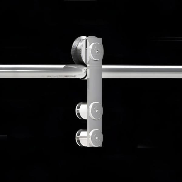 Box de vidro para o banheiro Ascolli cromado inox polido roldana aparente