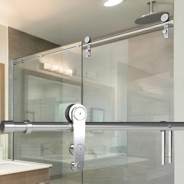 Box de vidro para o banheiro varese cromado inox polido roldana aparente