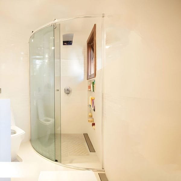 Box de Vidro para Banheiro Curvo de Canto Luna Cromado