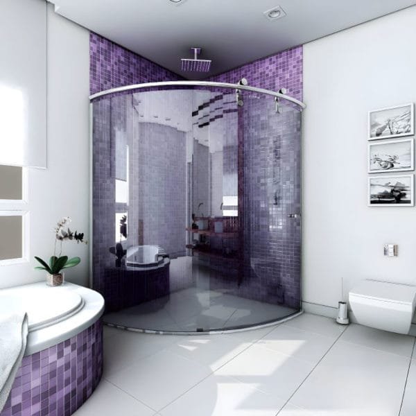 Box de Vidro para Banheiro Curvo de Canto Luna Cromado