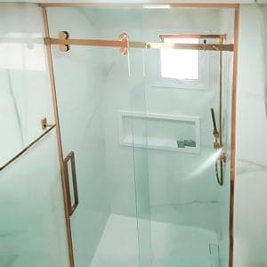 Box de Vidro para Banheiro modelo Esfera inox rose gold