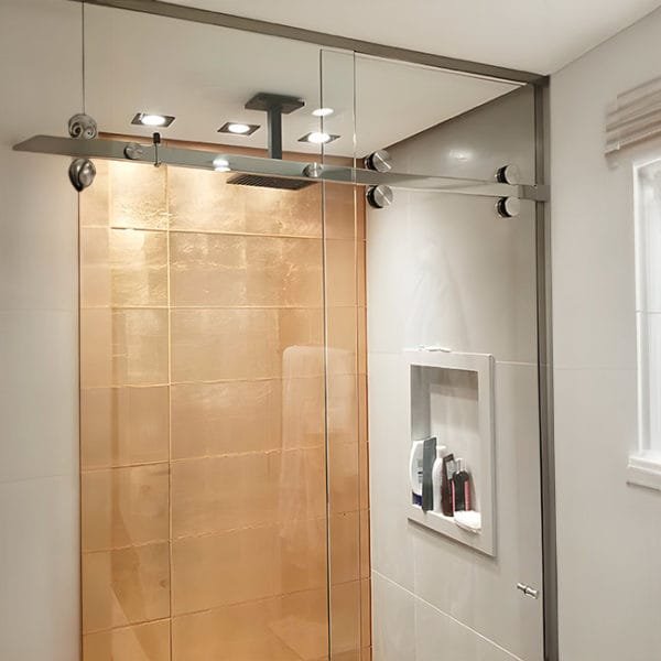 Box de Vidro para Banheiro modelo Esfera inox polido cromado