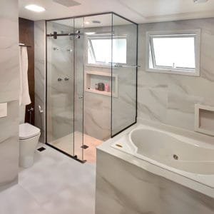 Box de Vidro para Banheiro modelo Esfera inox polido cromado