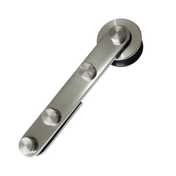 Box de Vidro para Banheiro modelo Luxe Trilho Retangular Inox Polido Roldana Aparente exposta