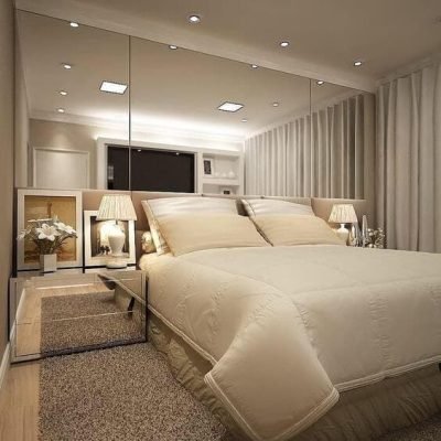 mesa de canto ou criado mudo para quarto espelhado ou com espelho