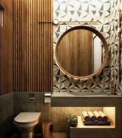 Espelho Lavabo Redondo com Moldura